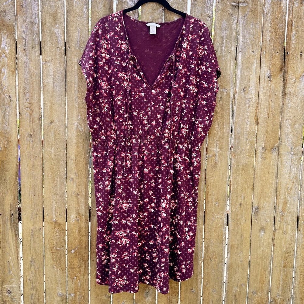 Cap Sleeve V-Neck Dress Sz XL